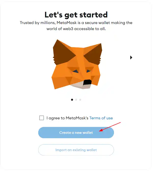 Create a new metamask wallet