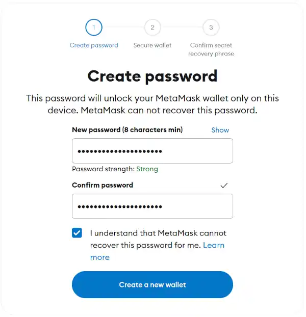 create password for metamask